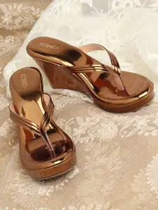 ICONICS Copper-Toned Party Wedge Heels