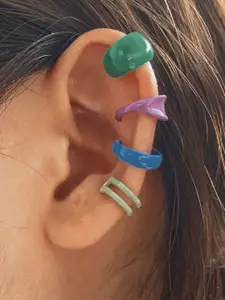 Unwind by Yellow Chimes Set Of 4 Ear Cuff Earrings