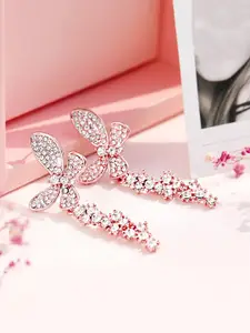 Yellow Chimes Rose Gold Contemporary Drop Earrings