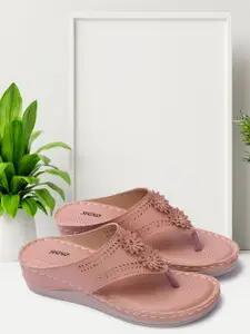 RINDAS Peach-Coloured Stiletto Sandals with Laser Cuts