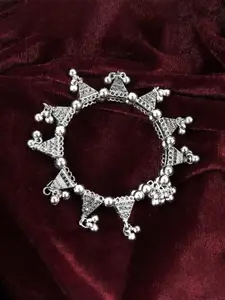 Krelin Women Silver-Toned German Silver Oxidised Brass-Plated Bangle-Style Bracelet