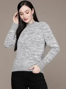 aarke Ritu Kumar Women Grey & White Striped Pullover