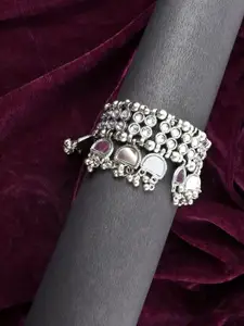 Krelin Women Silver-Toned Oxidised Brass-Plated Bangle-Style Bracelet