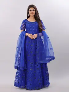 APNISHA Women Blue Embellished Net Ethnic Maxi Maxi Dress