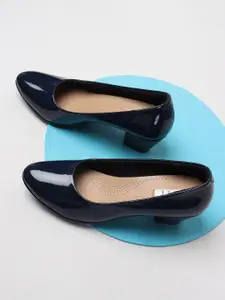 ELLE Women Blue Solid Block Pumps