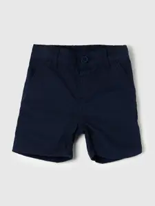 max Boys Navy Blue Solid Regular Fit Cotton Shorts