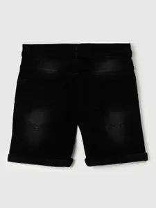 max Boys Black Washed Cotton Denim Shorts