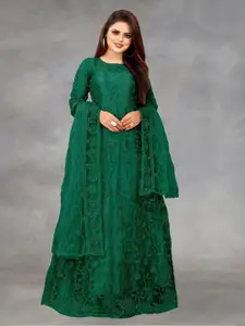 APNISHA Green Embroidered Semi-Stitched Dress Material