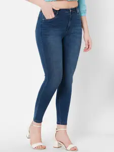 Kraus Jeans Women Navy Blue Super Skinny Fit High-Rise Light Fade Stretchable Jeans