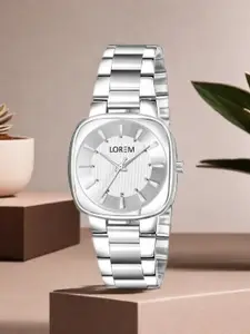 LOREM Women White Dial & Silver Toned Stainless Steel Straps Analogue Watch LR299