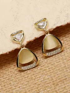 SOHI Gold-Plated Contemporary Drop Earrings