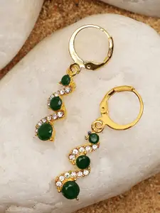 SOHI Green & Gold Plated Contemporary Stone Drop Earring