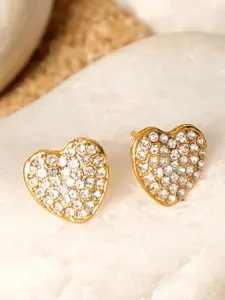SOHI  Women Silver-Toned Heart Shaped Studs Earrings