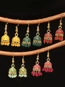 OOMPH Set Of 5 Gold-Plated Dome Shaped Jhumkas Earrings