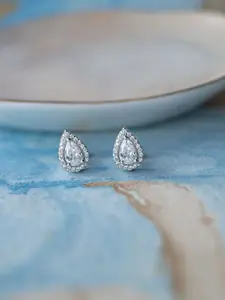 MANNASH Silver-Plated Leaf Shaped Studs Earrings