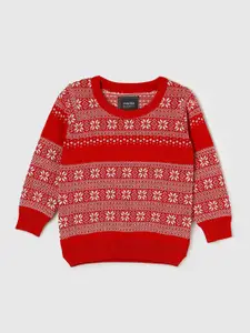 max Boys Red & White Floral Cotton Pullover