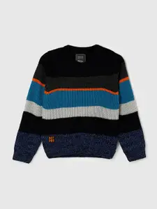 max Boys Black & Blue Striped Striped Pullover