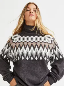 H&M Women Geometric Printed Pullover Sweater