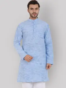 Latest Chikan Garments Men Blue Woven Design Straight Kurta