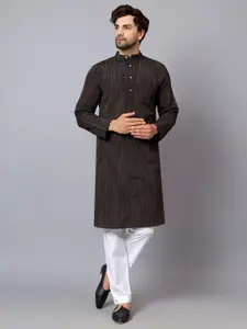 Latest Chikan Garments Men Black & Grey Geometric Printed Straight Kurta