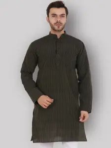 Latest Chikan Garments Men Black Striped Straight Kurta