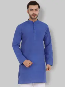 Latest Chikan Garments Men Blue Printed Straight Kurta
