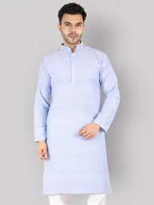 Latest Chikan Garments Men Blue Straight Kurta