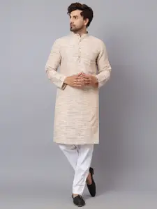 Latest Chikan Garments Men Beige Solid Straight Kurta