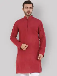 Latest Chikan Garments Men Maroon Solid Straight Kurta