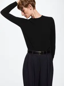 MANGO Women Black Cashmere Solid Pullover