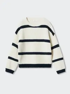 Mango Kids Girls Striped Round Neck Pullover