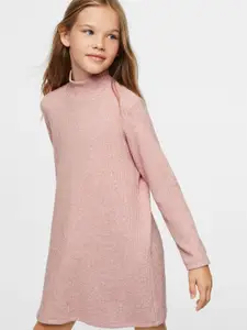 Mango Kids Girls Ribbed High Neck Sustainable Sweater Dress