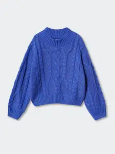 Mango Kids Girls Self Design Cable Knit Sustainable Pullover