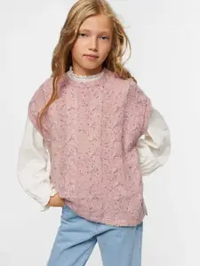 Mango Kids Girls Cable Knit Sustainable Sweater Vest