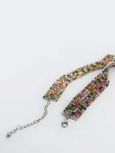 MANGO Women Multicoloured Stone Studded Choker Necklace