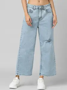 ONLY Women Mildly Distressed Wide Leg Jeans