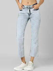 ONLY Women Blue Flared High-Rise Heavy Fade Jeans