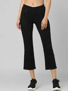 ONLY Women Black Solid High Rise Jeans Onleureka Hella Flare Jeans