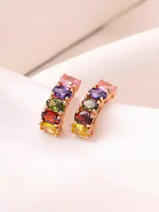 Yellow Chimes Multicoloured & Gold-Plated Contemporary Stud Drop Earrings