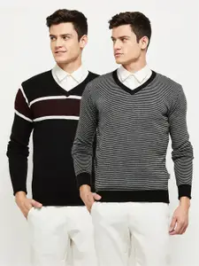 max Men Striped Reversible Sweater