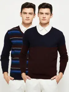 max Men Striped Reversible Sweater