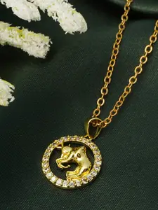 Ferosh Gold-Toned Taurus Zodiac Pendant With Chain
