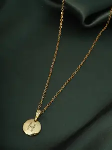 Ferosh Women Gold-Toned White Stone-Studded Alphabet H Pendant With Chain