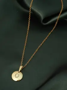 Ferosh Gold-Toned & Crystal Studded Alphabet O Pendant