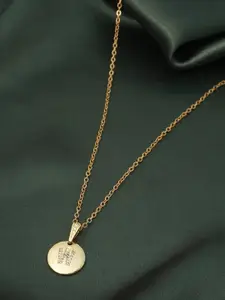 Ferosh Feros Gold-Toned & White Stone-Studded Designed Pendant With Chain