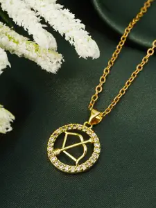 Ferosh Rhinestone Studded Sagittarius Zodiac Pendant With Chain