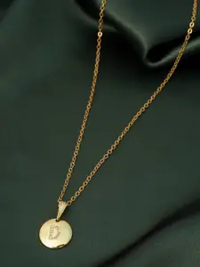 Ferosh Gold-Toned White Stone-Studded Pendant With Chain