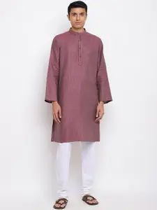 Fabindia Men Purple Woven Design Kurta