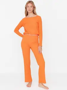 Trendyol Women Orange Solid Nightsuit