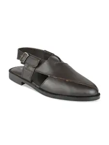 Regal Men Brown Leather Shoe-Style Sandals